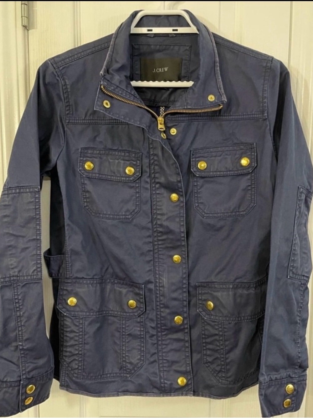 J. Crew Navy Utility Jacket with Gold-Tone Hardware